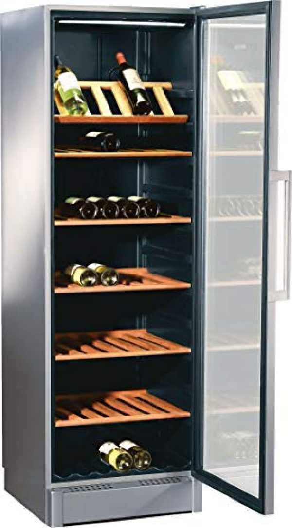 Cave à vin de service Bosch KSW38940 - Cave de service- Capacité : 198 bouteilles - Aluminium - Porte Vitrée - 6 clayettes Bois massif -