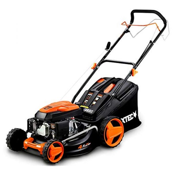 FUXTEC Tondeuse thermique autotractée FX-RM4646 - Moteur Easy Clean 4en1 - tondeuse à gazon avec traction arrière et fonction mulching - largeur de coupe 46cm - 50L de capacité de ramassage